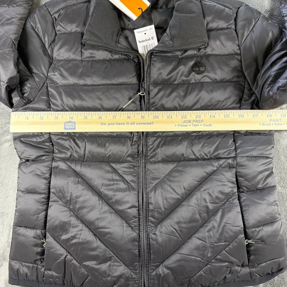 Timberland Women Lightweight Puffer Jacket Black Full Zip Collared Size S P